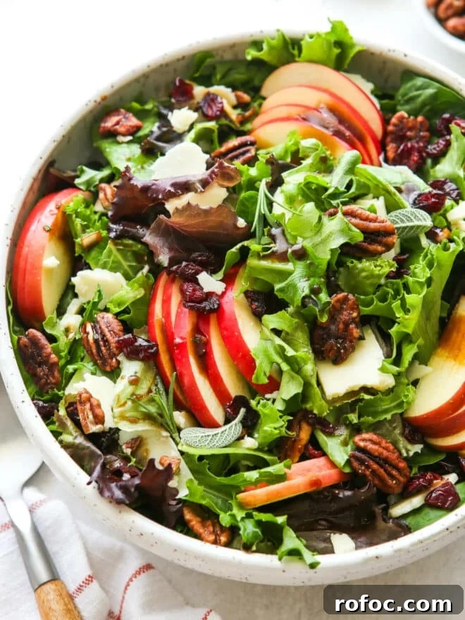 Classic Herb Stuffing Recipe for Holiday Roasts 9 closeup of fall apple salad with serving spoon