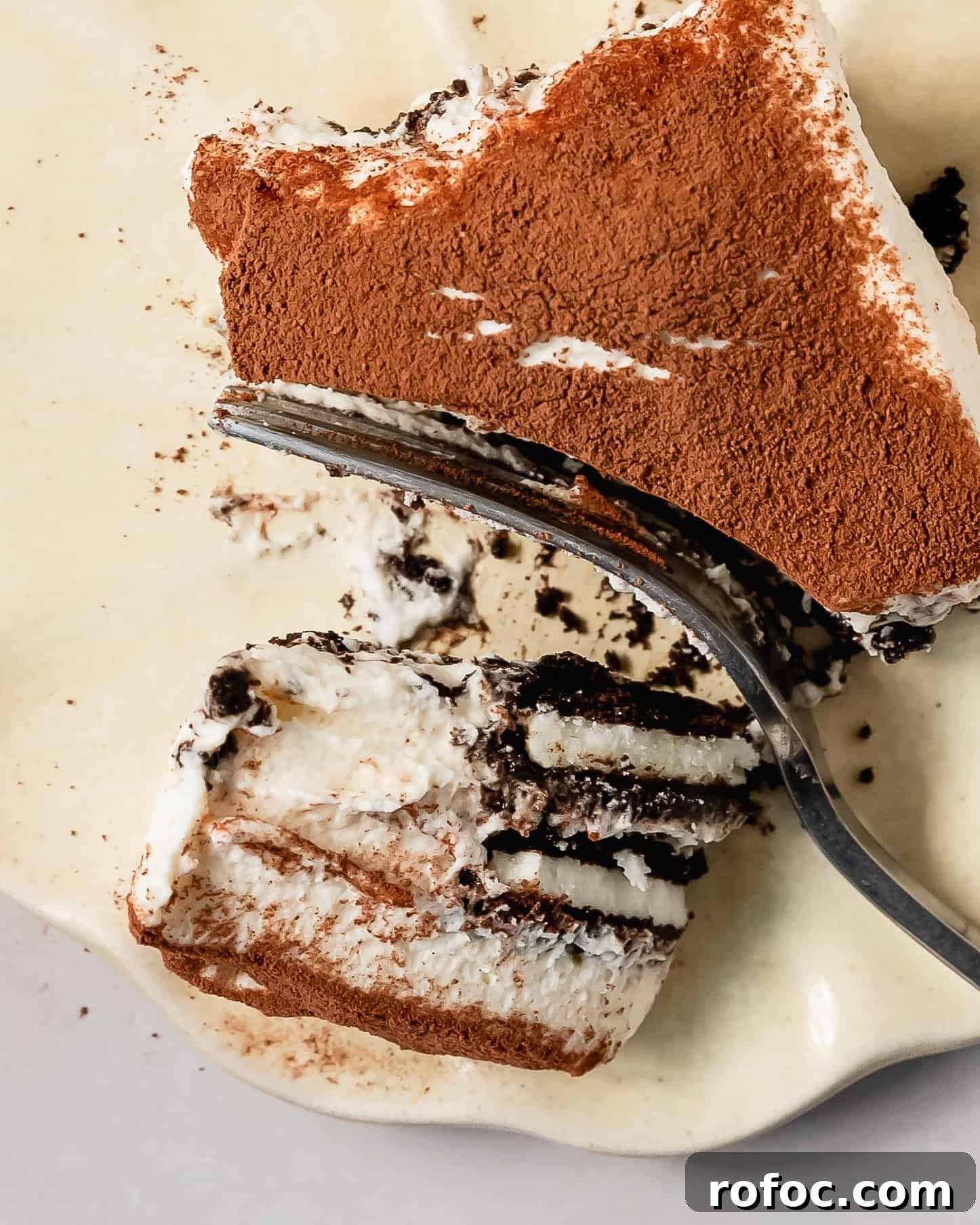 Oreo Tiramisu Recipe: Creamy No-Bake Dessert with Chocolate Cookies 9 Oreo tiramisu is a decadent no bake dessert made with espresso dipped Oreo cookies layered with creamy whipped mascarpone filling, topped with a dusting of cocoa powder.