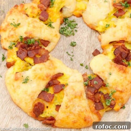Keto Bacon, Egg & Cheese Breakfast Wreath Recipe 19 Keto Bacon, Egg and Cheese Breakfast Wreath Recipe