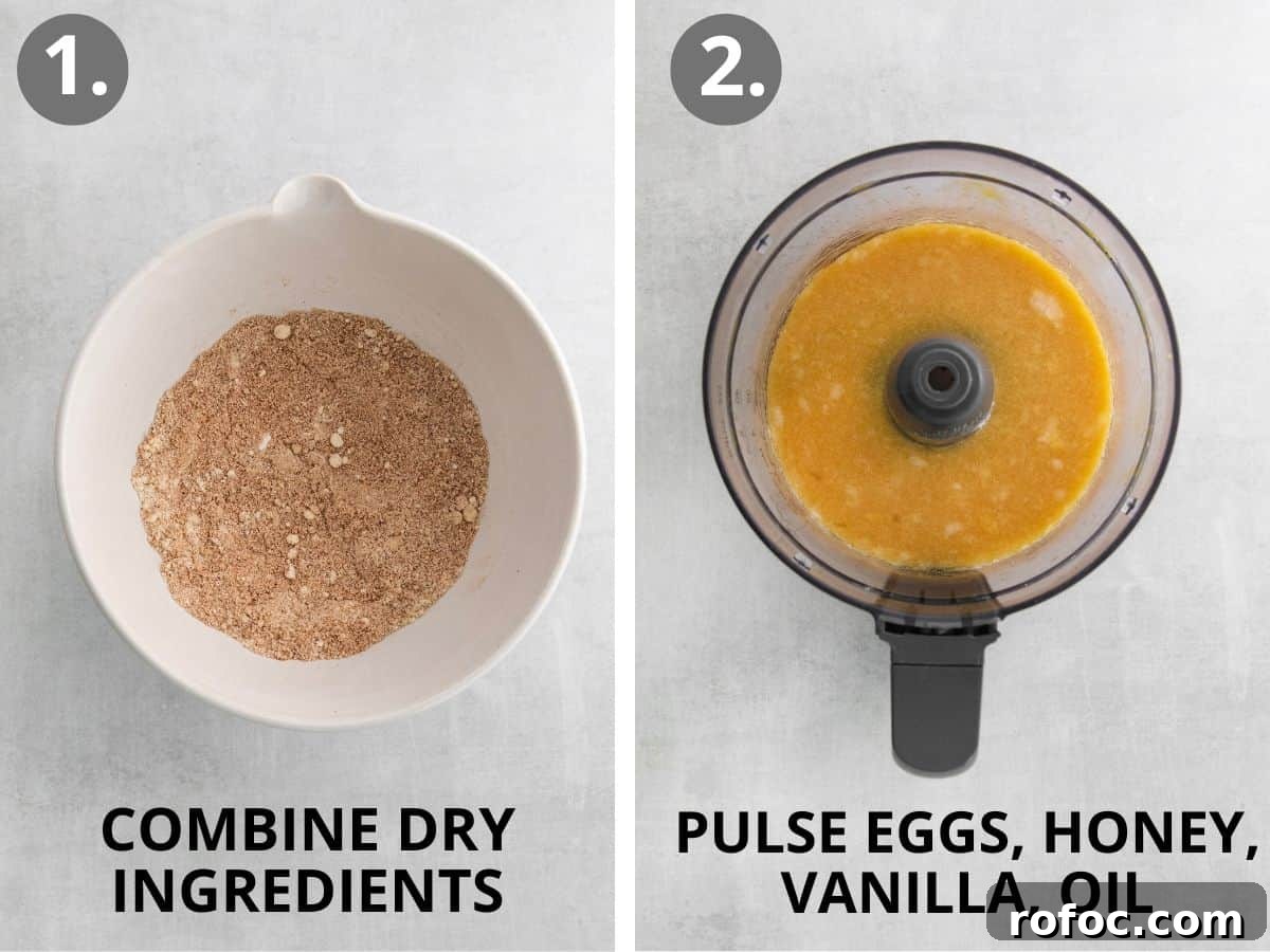 Gluten-Free Paleo Zucchini Muffins with Almond Flour 5 mixing steps for muffins