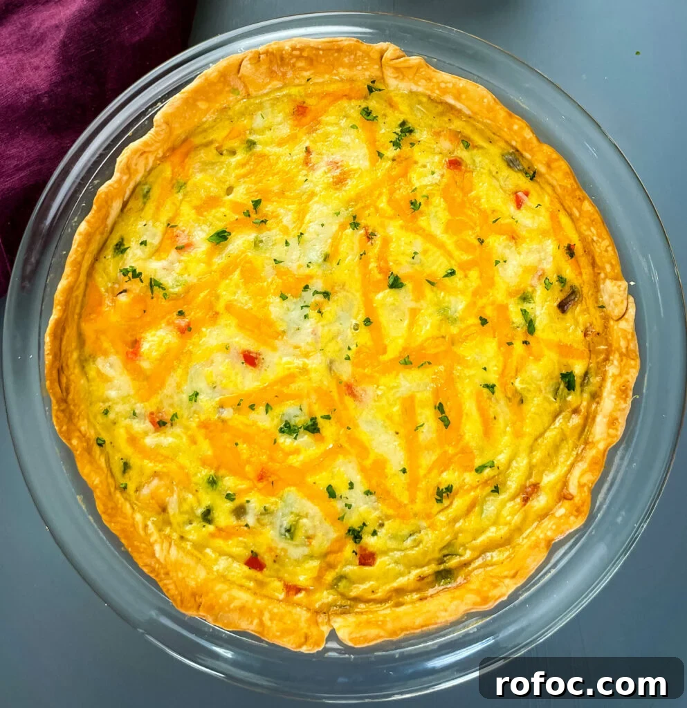 Shrimp & Crab Quiche Recipe with Creamy Cheese Filling 11 baked crab and seafood quiche in a pie plate