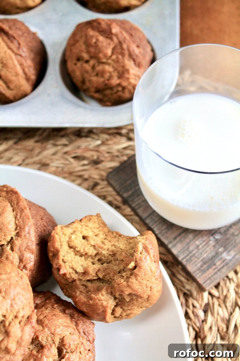 Pumpkin Banana Muffins for Fall: Moist Spiced Muffin Recipe 6 breakfast muffins with banana