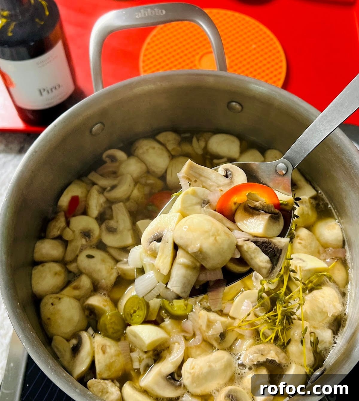 Spicy Marinated Italian Deli Mushrooms — Pickled Mushroom Recipe 12 Spicy Italian Marinated Mushrooms In Process