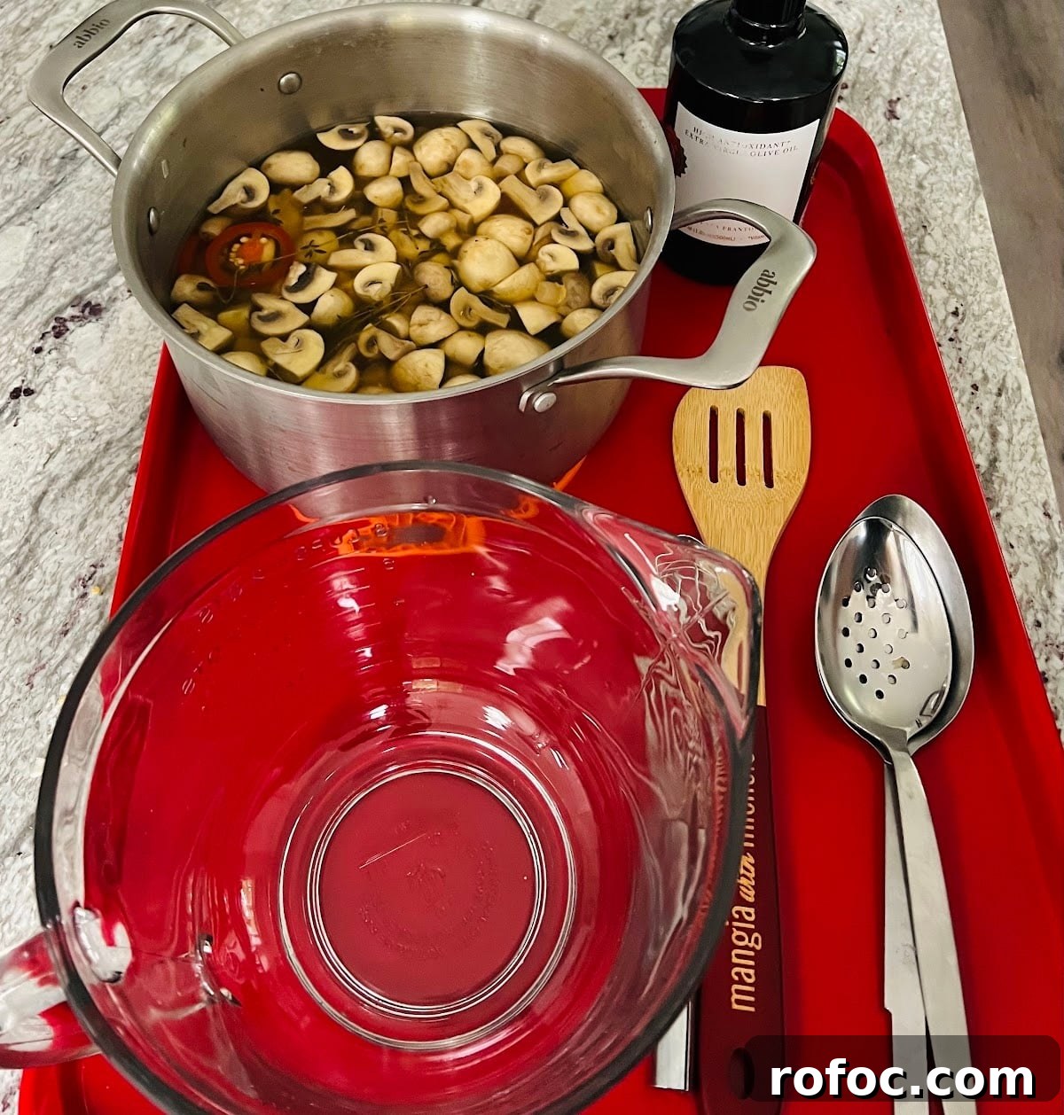 Spicy Marinated Italian Deli Mushrooms — Pickled Mushroom Recipe 13 Spicy Italian Marinated Mushrooms In Process