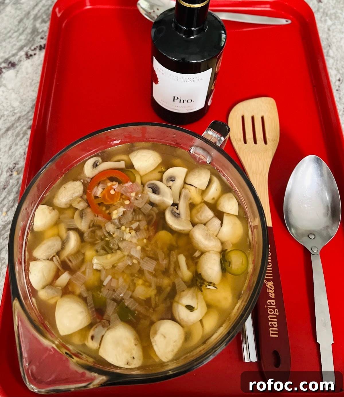 Spicy Marinated Italian Deli Mushrooms — Pickled Mushroom Recipe 14 Spicy Italian Marinated Mushrooms In Process