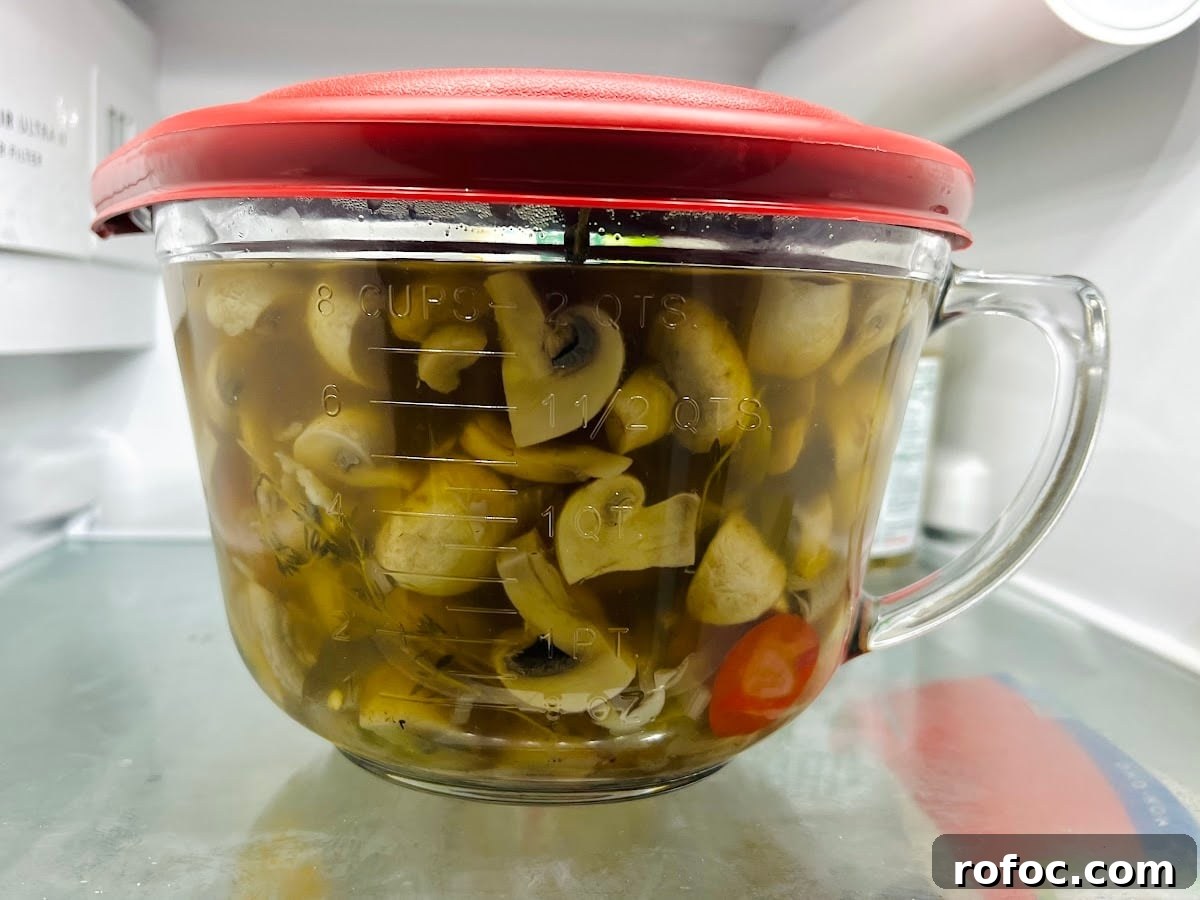 Spicy Marinated Italian Deli Mushrooms — Pickled Mushroom Recipe 15 Spicy Italian Marinated Mushrooms In Process