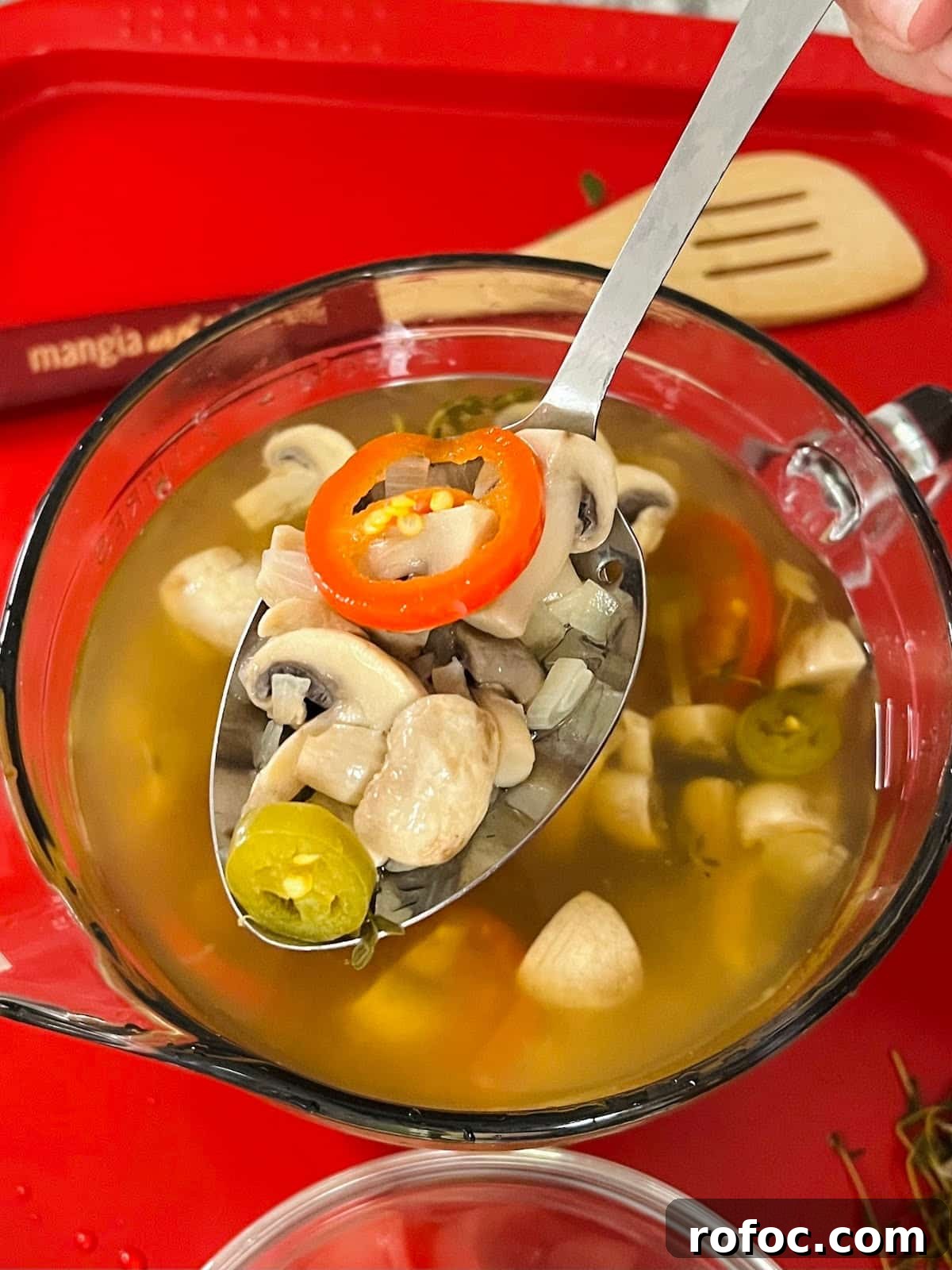 Spicy Marinated Italian Deli Mushrooms — Pickled Mushroom Recipe 16 Spicy Italian Marinated Mushrooms In Process