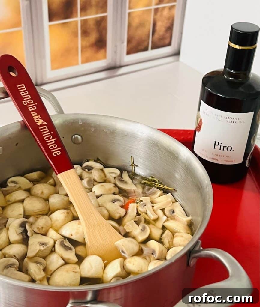Spicy Marinated Italian Deli Mushrooms — Pickled Mushroom Recipe 22 Spicy Italian Marinated Mushrooms In Process