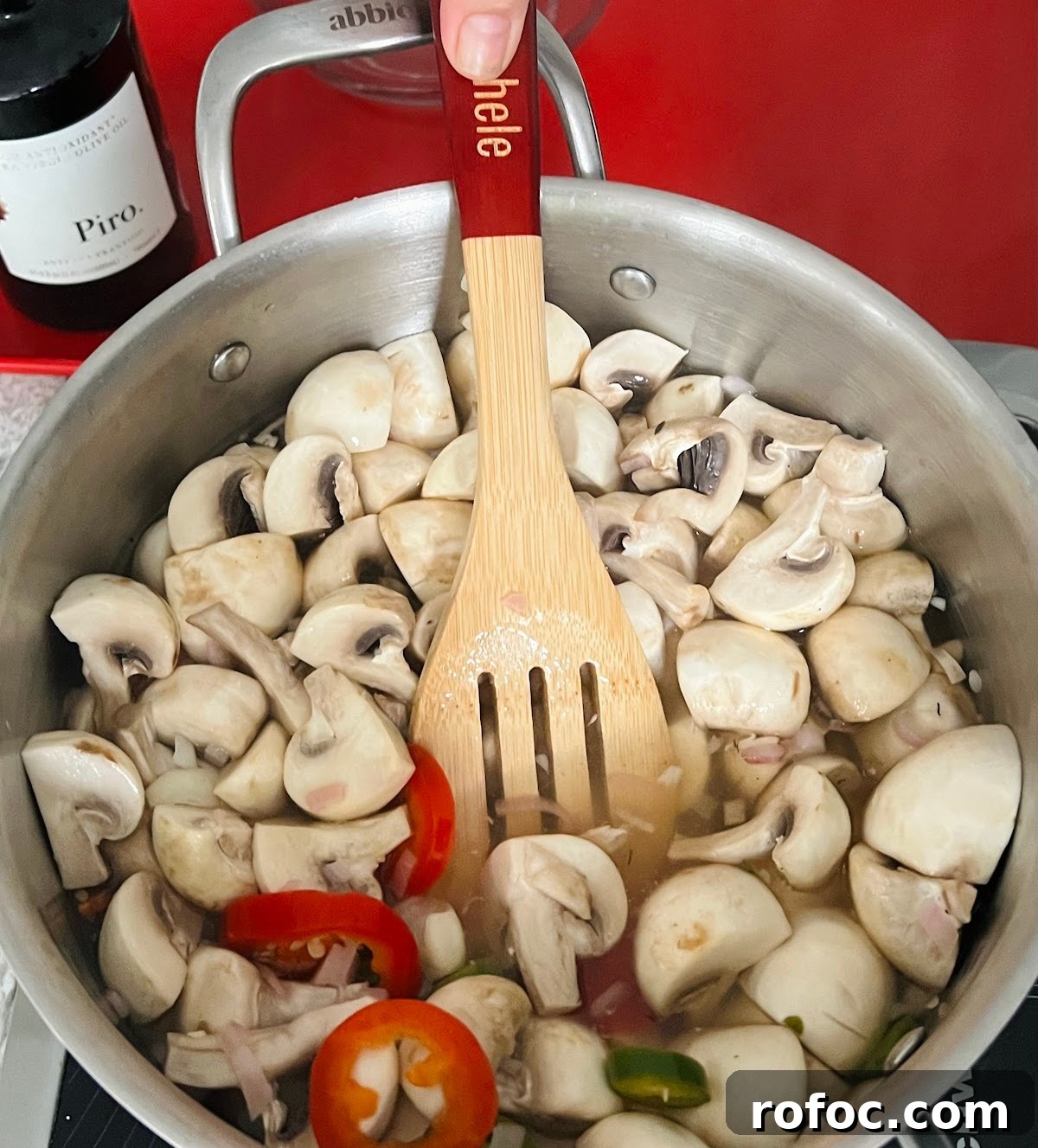 Spicy Marinated Italian Deli Mushrooms — Pickled Mushroom Recipe 10 Spicy Italian Marinated Mushrooms In Process
