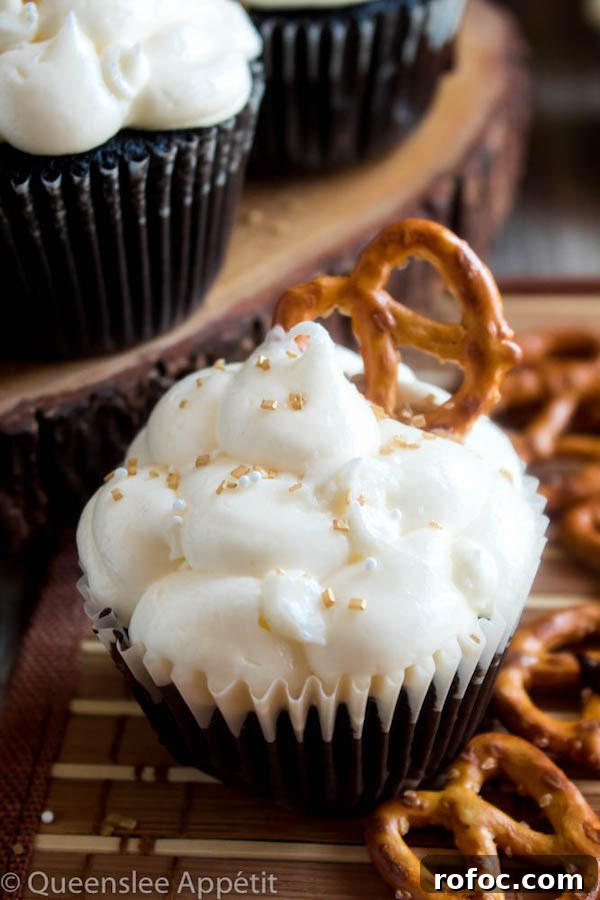 Beer and Pretzel Cupcakes