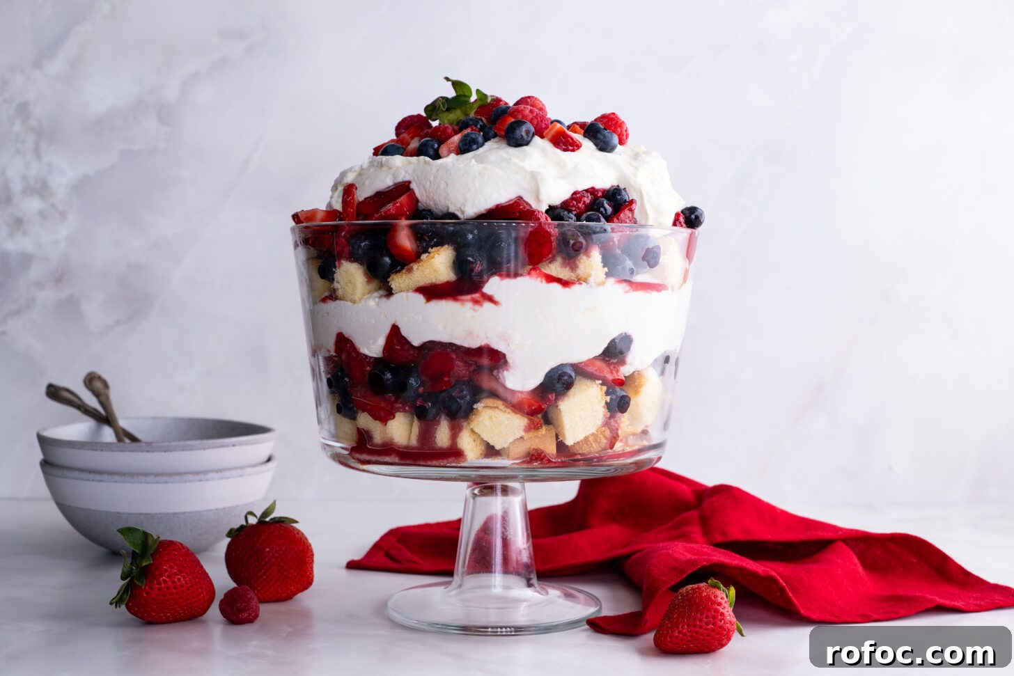 No-Bake Summer Berry Trifle Recipe: Pretty, Crowd-Pleasing Dessert 4 Side view of berry trifle