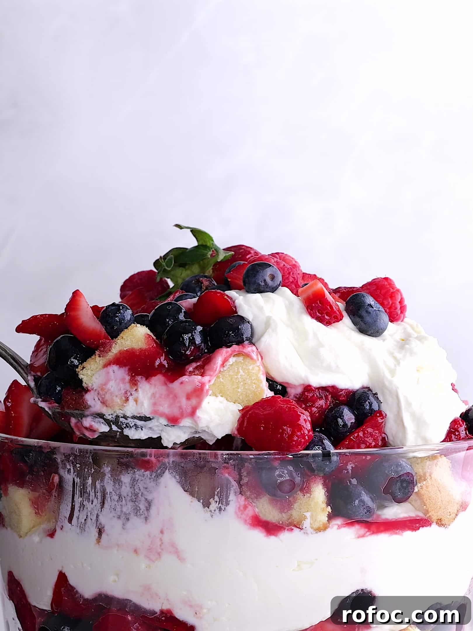 No-Bake Summer Berry Trifle Recipe: Pretty, Crowd-Pleasing Dessert 5 closeup of berry trifle