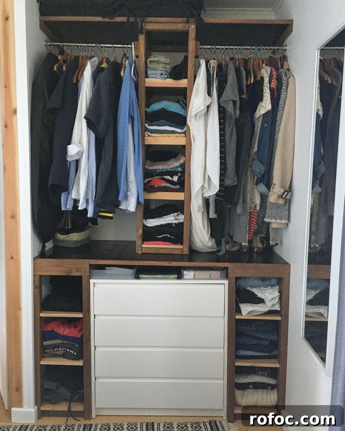 21 Clever Small-Closet Organization Hacks That Really Work 5 Shelves to Separate His and Hers Sides