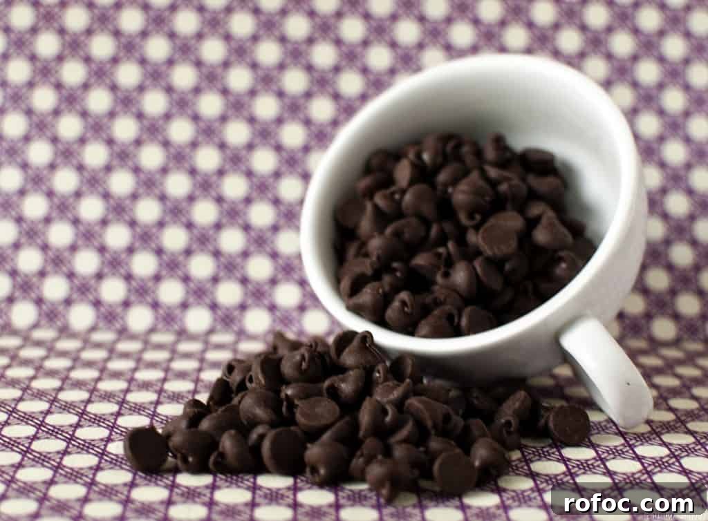 A mug full of chocolate chips