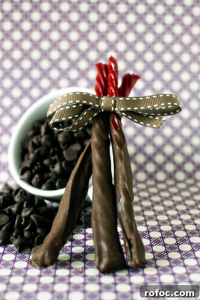 Chocolate dipped Twizzlers