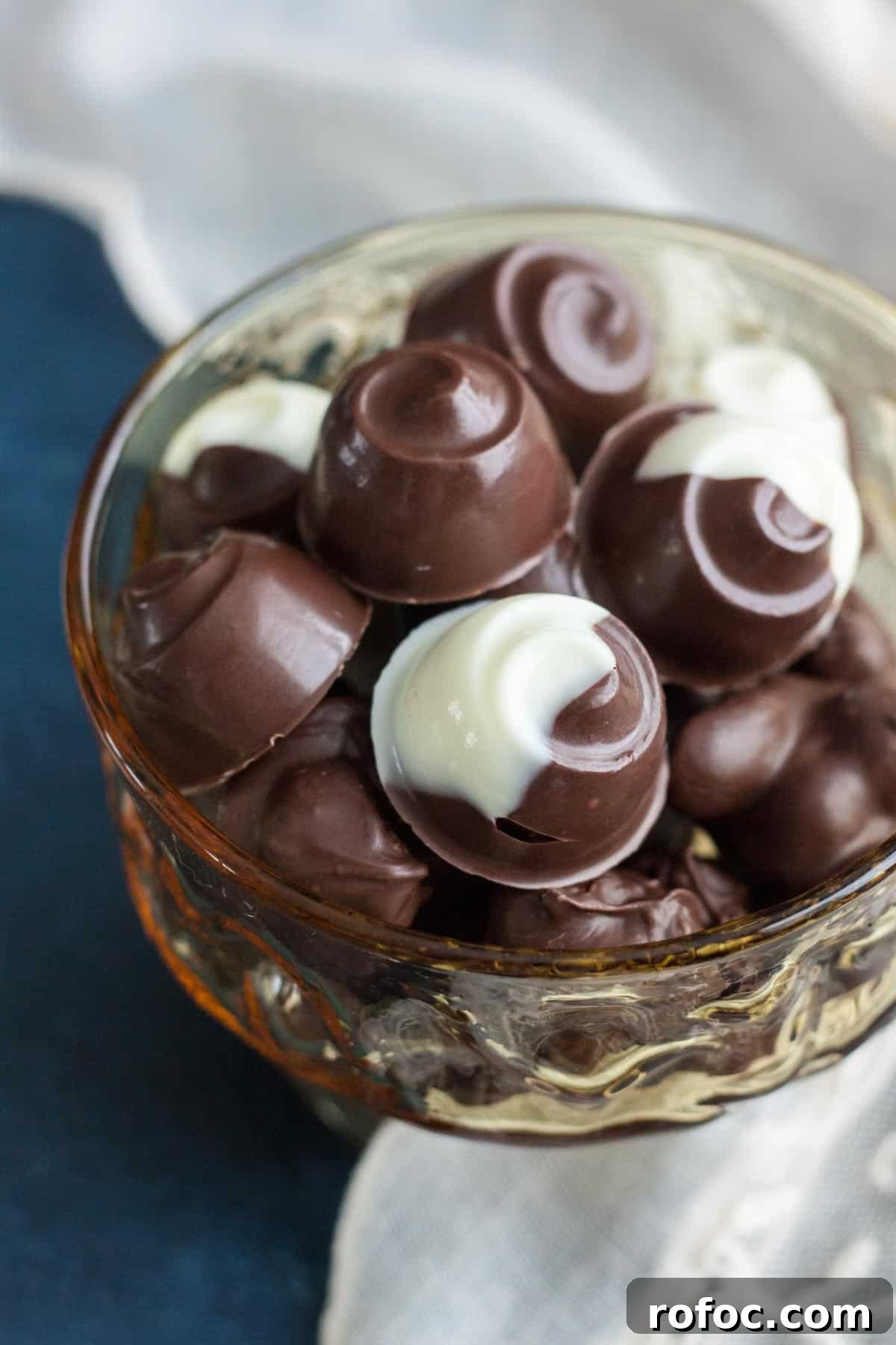 Chocolate Covered Macadamia Nuts in a nut bowl.