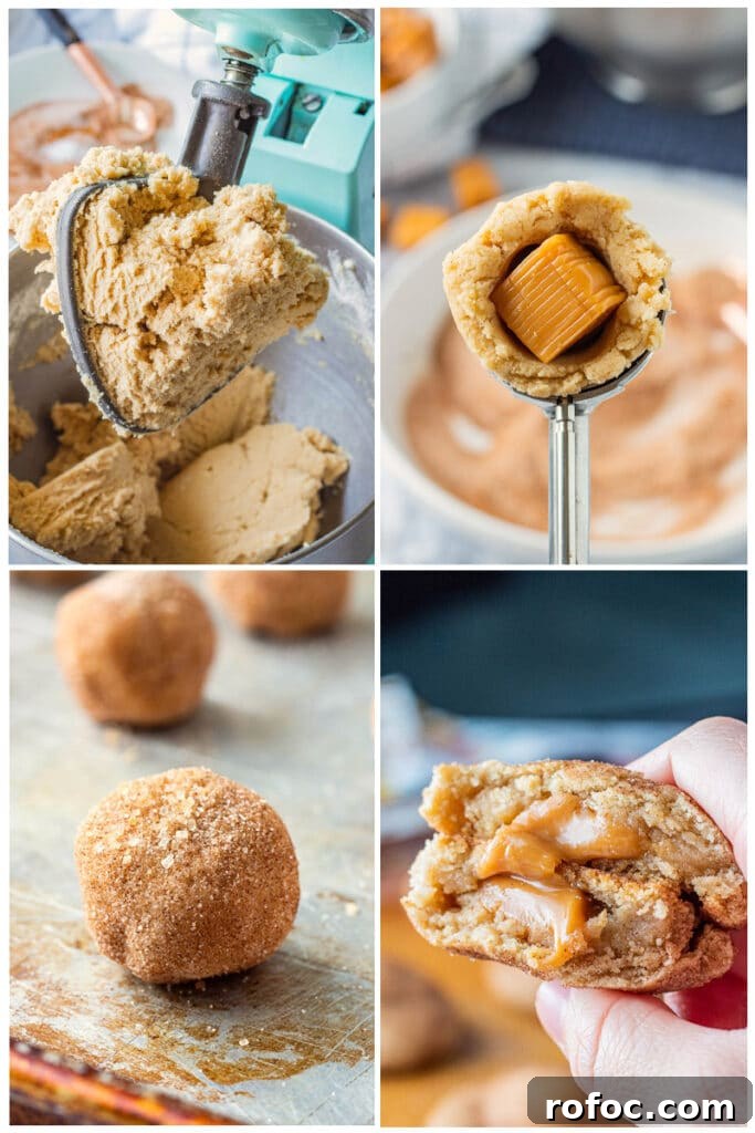 Caramel-Filled Snickerdoodles: Gooey Cinnamon Cookie Recipe 3 Snickerdoodle collage
