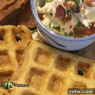 Carnivore Waffles with Savory Dip and Bacon