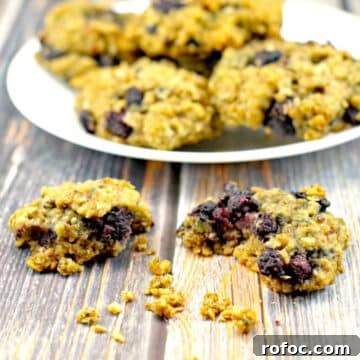 10 Delicious Saskatoon Berry Recipes You’ll Want to Try 18 Saskatoon berry cookie split in half with crumbs and more cookies on white plate in the background