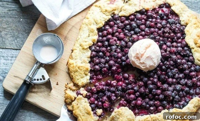 10 Delicious Saskatoon Berry Recipes You’ll Want to Try 20 Saskatoon Berry Galette with ice cream on top and a ice cream scoop on the side