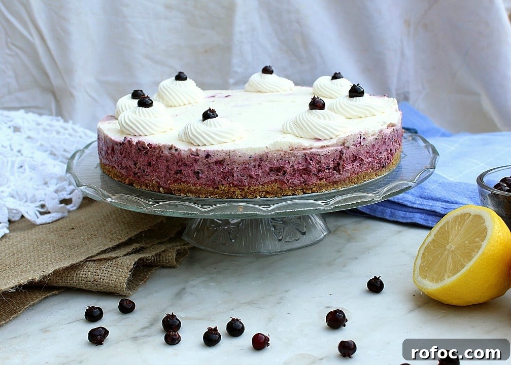 10 Delicious Saskatoon Berry Recipes You’ll Want to Try 9 No Bake Saskatoon Berry Cheesecake on platter