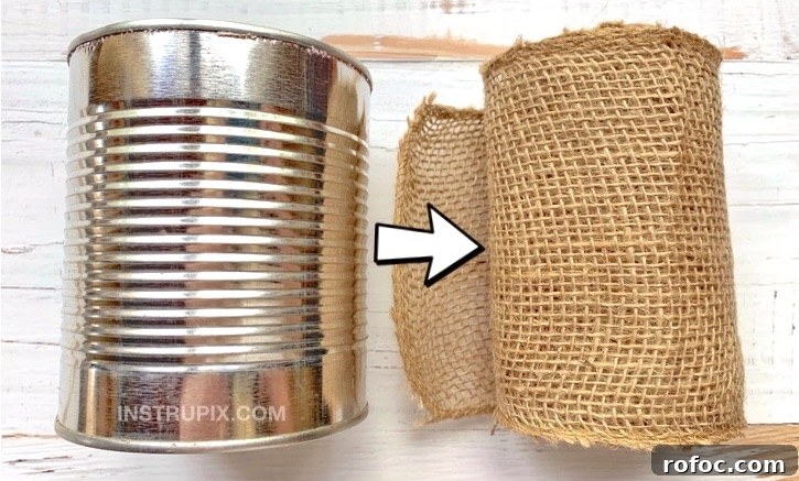 Tin Can and Burlap Makeover -- DIY home decoration idea for holidays and more.
