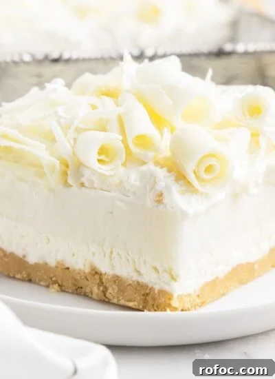 Slice of White Chocolate Lasagna on a plate.