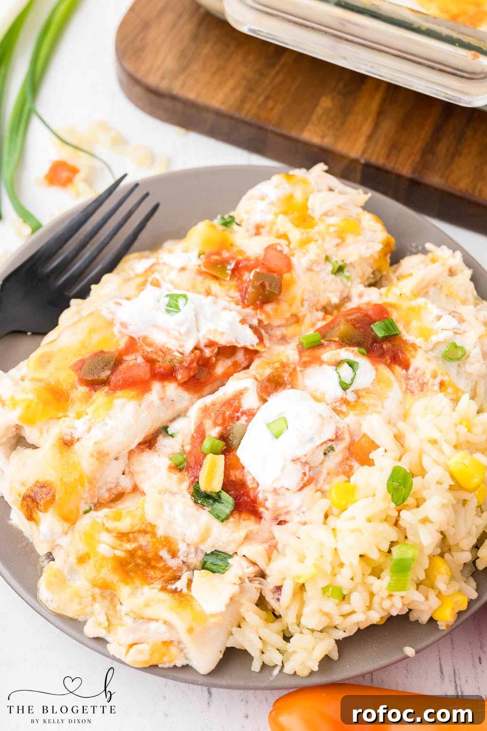 Creamy White Chicken Enchiladas with Tangy Salsa Verde 9 Creamy enchiladas recipe with rice