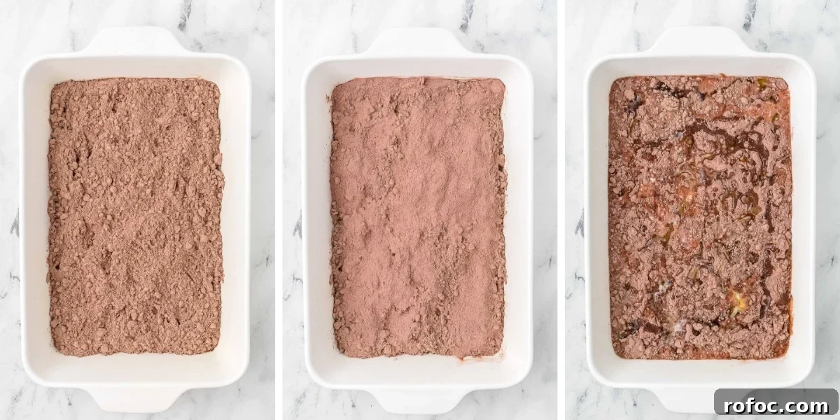 Decadent Chocolate Dump Cake Recipe for Quick Desserts 4 making a quick cake mix dessert