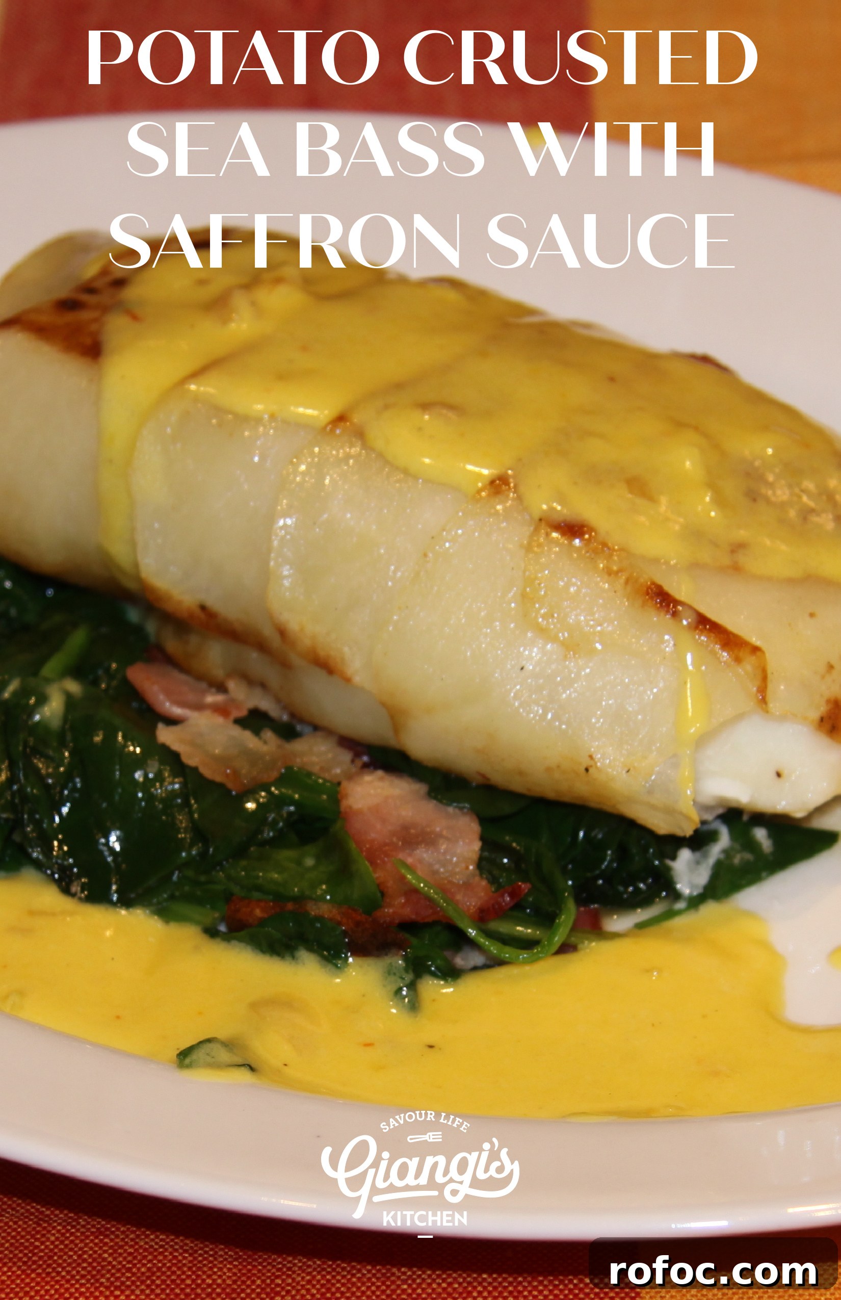 Crispy Potato-Crusted Sea Bass with Saffron Cream Sauce 3 Potato Crusted Sea Bass with Saffron Sauce