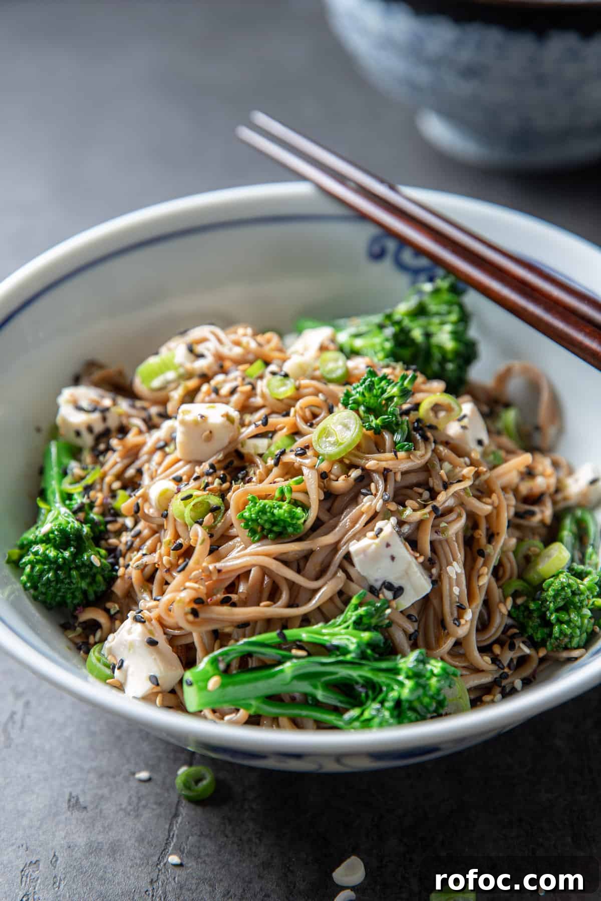 Photo of the final dish with tofu, sesame seeds and seaweed added.