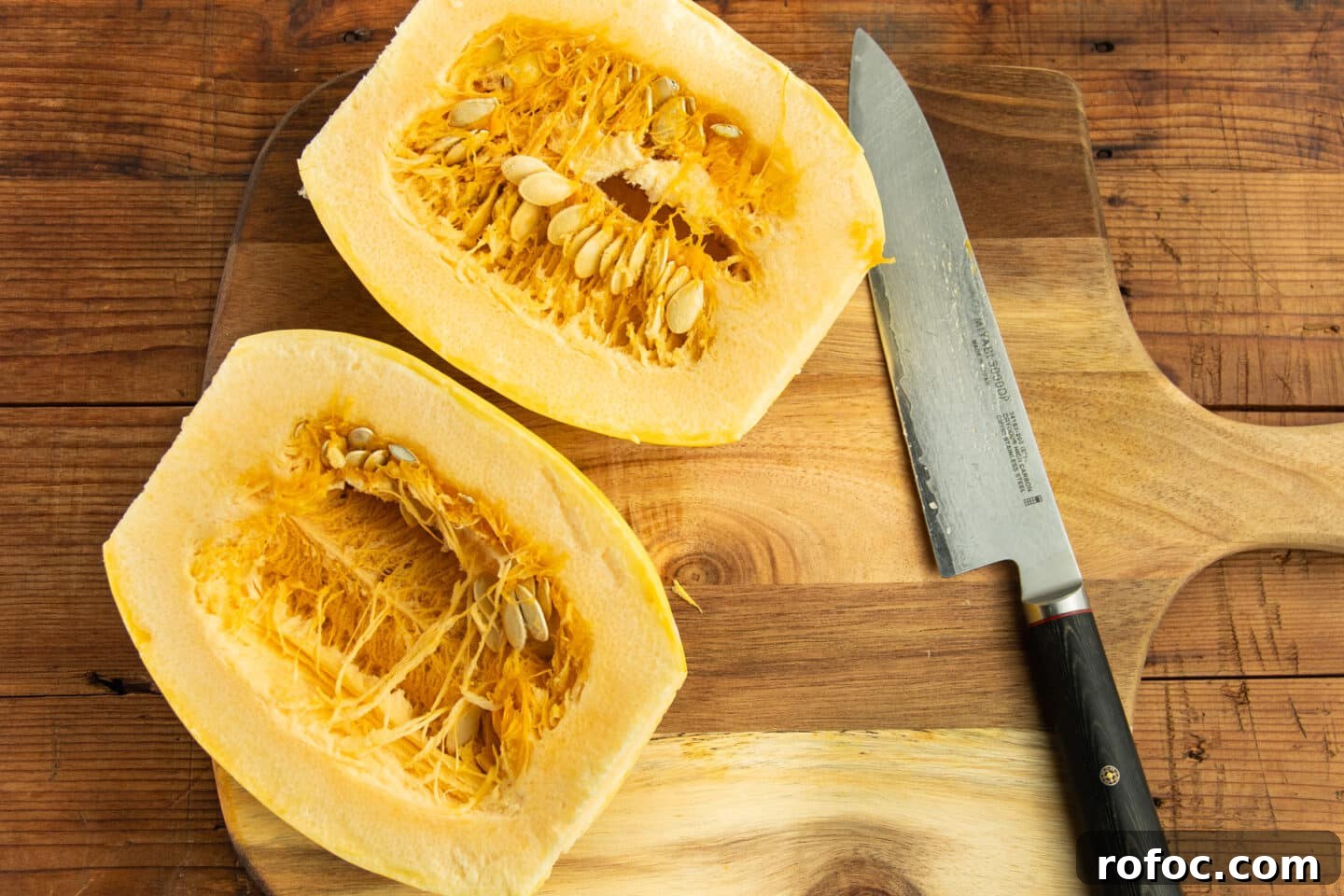 This is a picture of the squash cut in half.