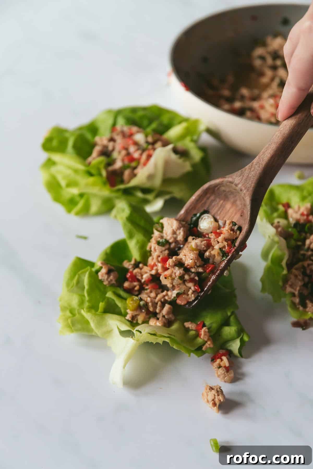 Thai Basil Chicken Lettuce Wraps — Quick Thai-Style Recipe 2 Thai Basil Chicken Lettuce Cups