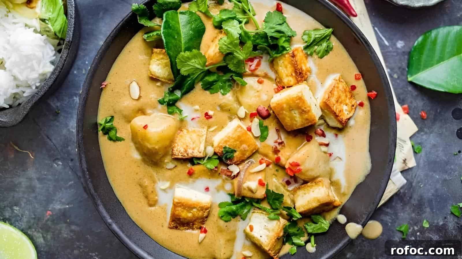 23 Vegetarian Dinners That Even Meat Eaters Will Love 2 A bowl of paneer curry topped with cilantro and red chilies, served with a side of white rice.