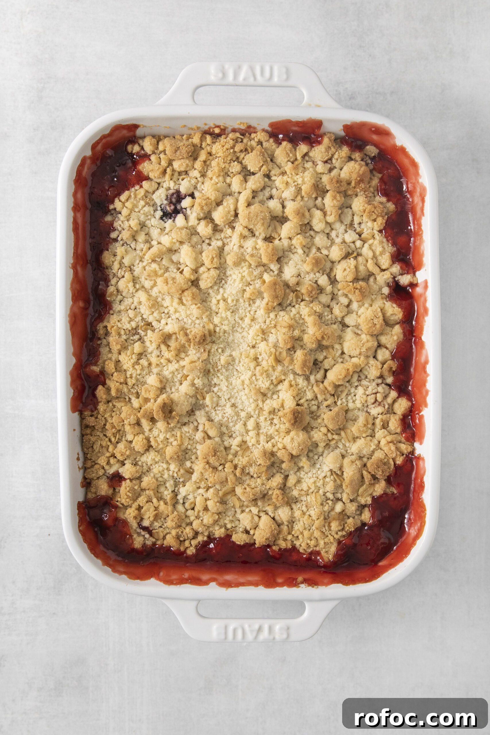 Cherry Cobbler Made with Cake Mix: Quick Cherry Dessert Recipe 10 cooked cherry cobbler in a baking dish