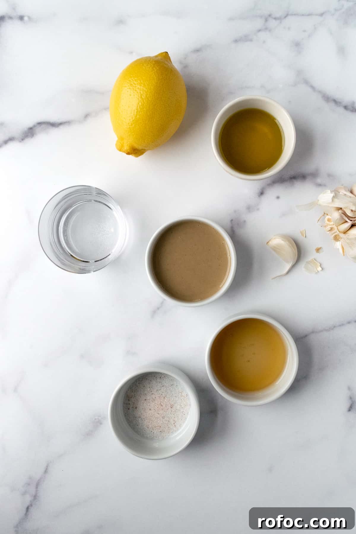 Creamy Lemon Tahini Dressing Ingredients.