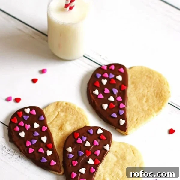 Magical Elf Donuts: Festive Donut Recipes & Decorating Ideas 10 Sugar Cookies made in the shape of hearts that are half dipped in chocolate