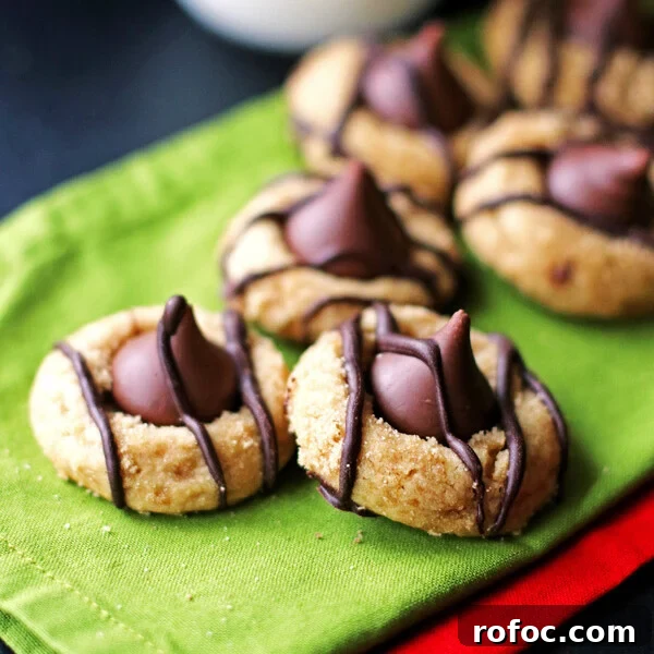Magical Elf Donuts: Festive Donut Recipes & Decorating Ideas 12 Peanut Butter Kiss Cookies drizzled with melted chocolate