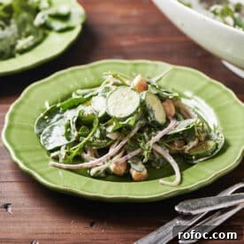 Green Salad with Chickpeas and Spicy Honey Tahini Dressing