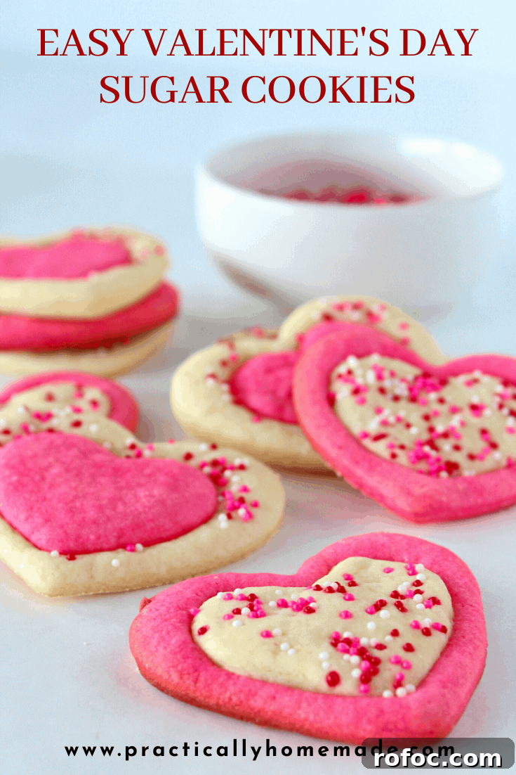 Valentine’s Day Sugar Cookie Recipe: Soft Heart Cookies Tutorial 3 Easy Valentine's Day Sugar Cookies featured by top US cookie blog, Practically Homemade