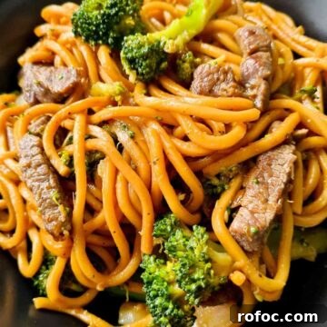 Beef and Broccoli Stir-Fry Noodles Recipe 14 Close up of noodle stir fry