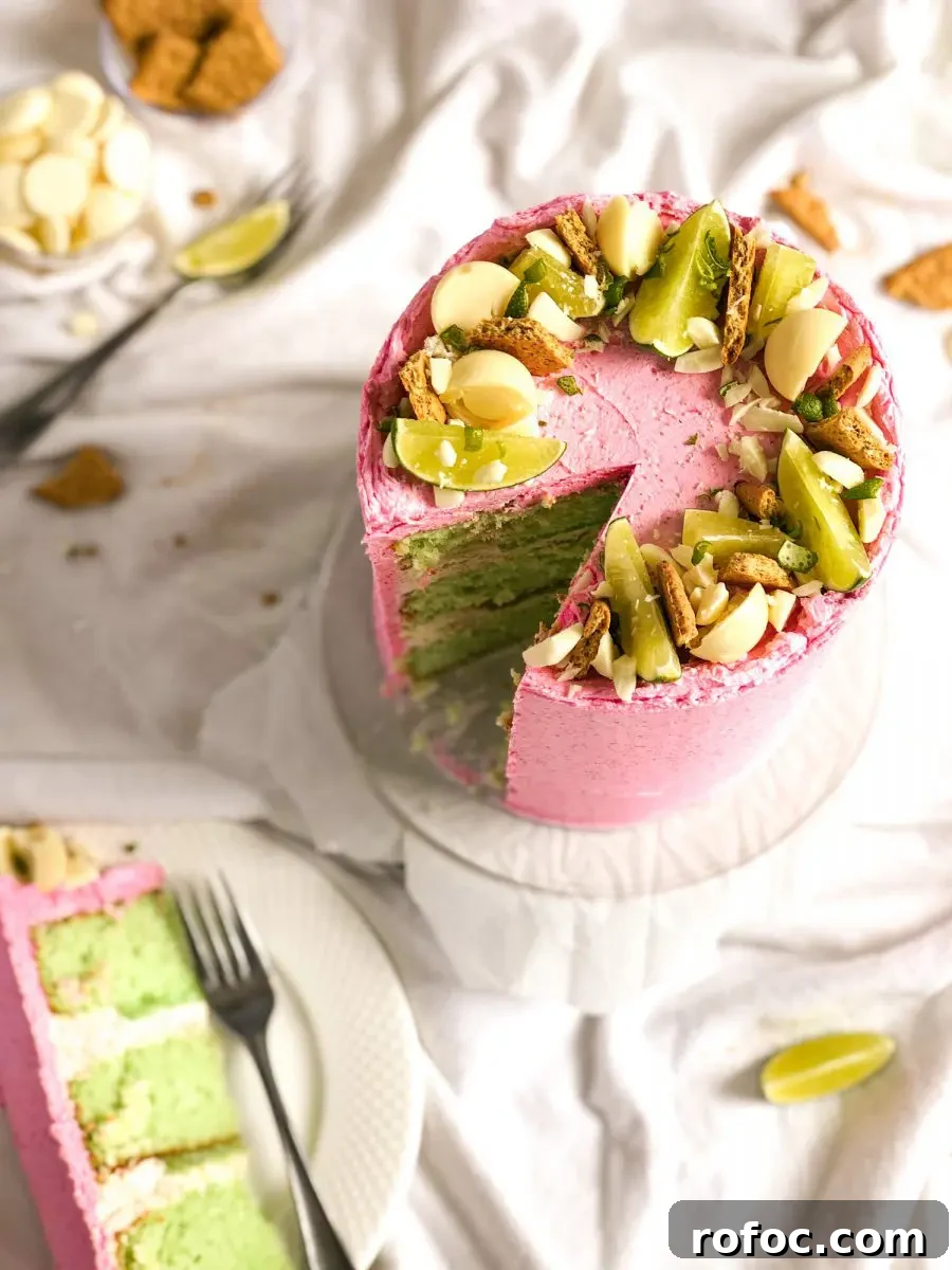 Key Lime Pie Cake with Dairy-Free & Gluten-Free Options 4 Baked cake layers
