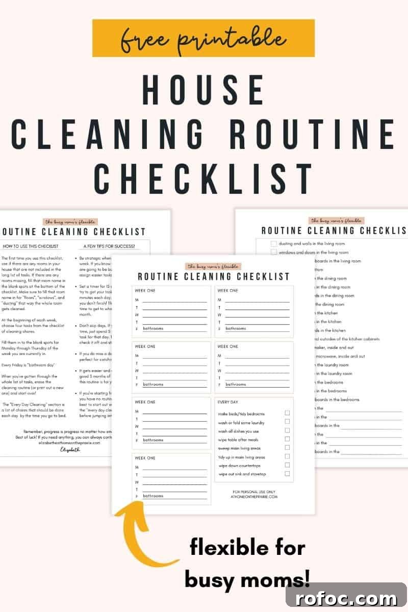 free printable house cleaning routine checklists