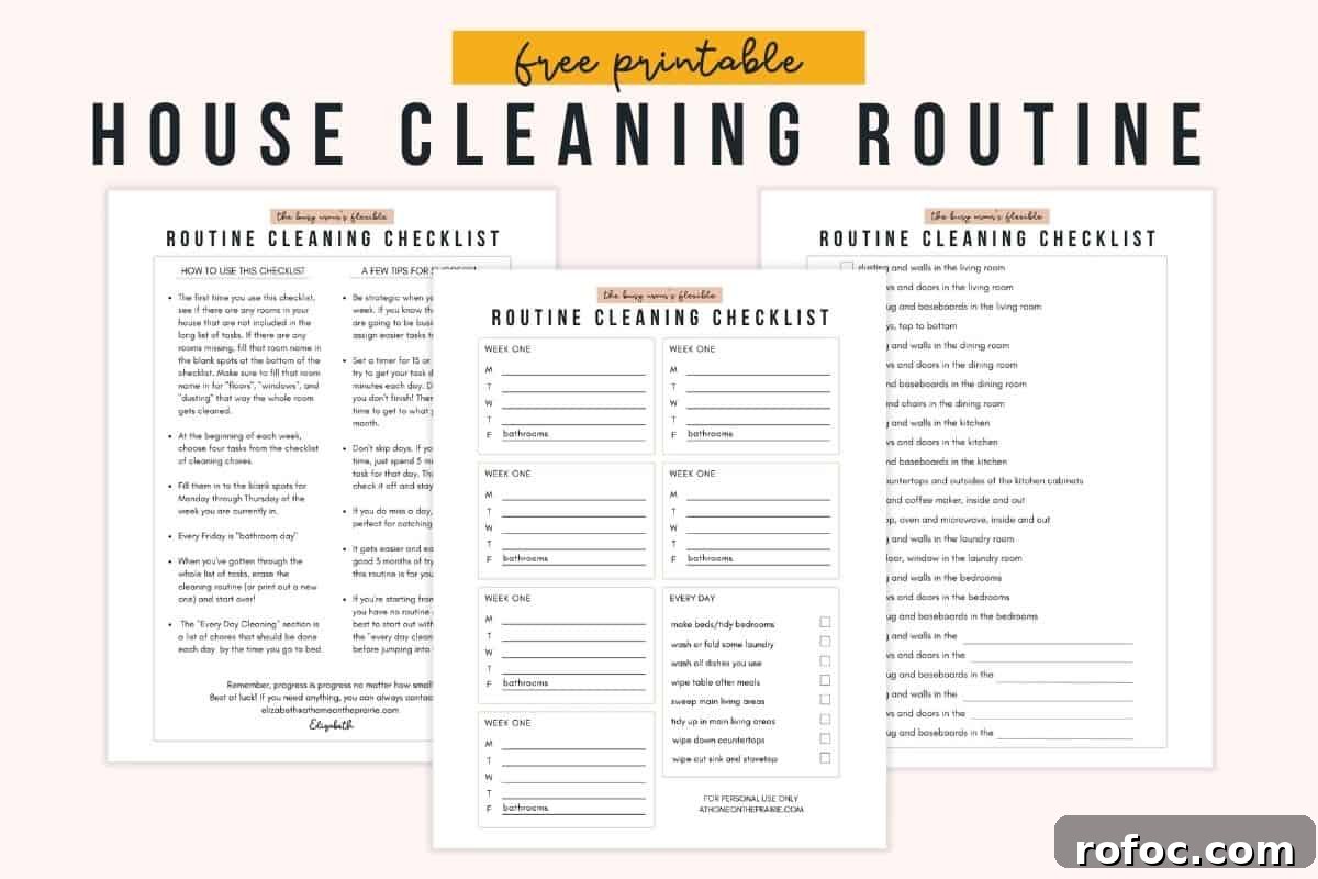 free printable house cleaning routine checklist