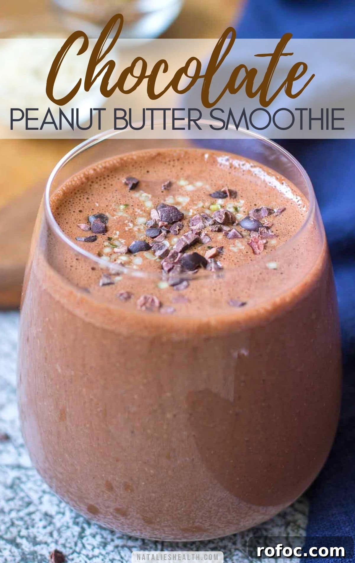 Chocolate Peanut Butter Smoothie Recipe for Silkily Creamy Flavor 2 Chocolate Peanut Butter Smoothie PIN image