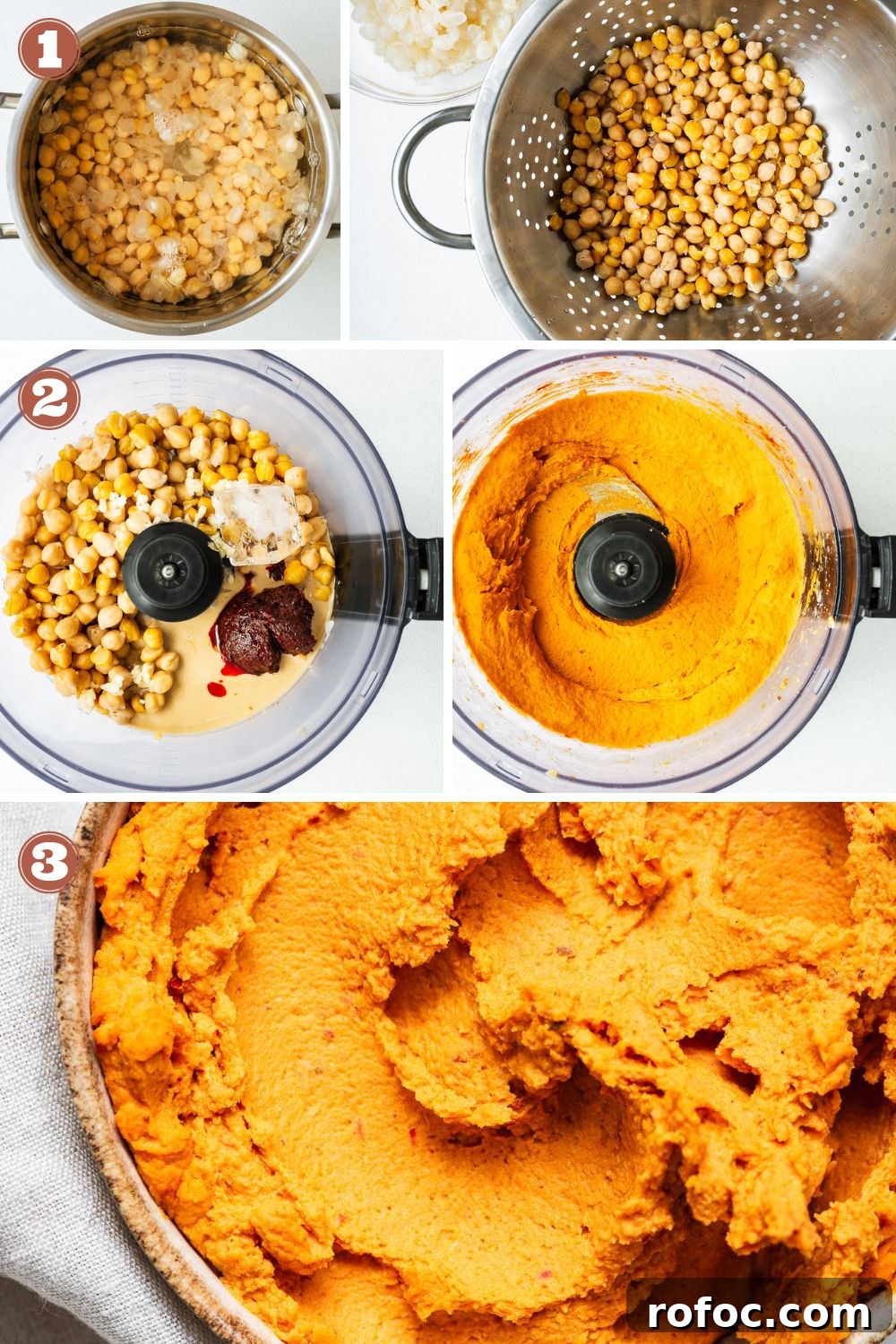 Spicy Harissa Hummus Recipe: Creamy Homemade Dip in Minutes 4 Step-by-step instructions for making ultra-smooth harissa hummus from canned chickpeas.