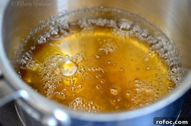 How to Make Pumpkin Caramels | fifteenspatulas.com Amber Colored Caramel Sugar Syrup