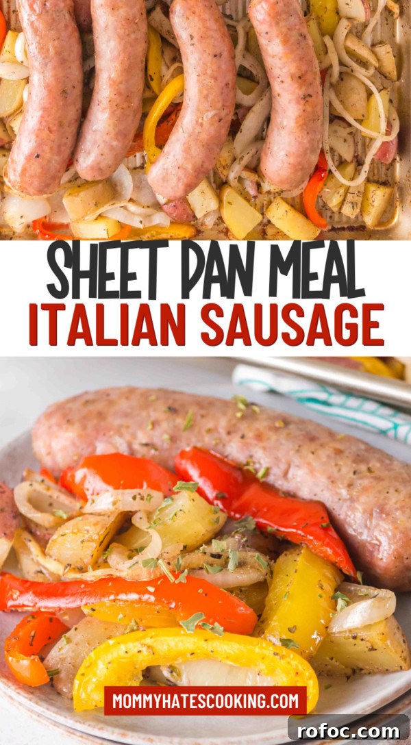 Sheet Pan Italian Sausage and Peppers Dinner 10 sheet pan baked italian sausage pinterest image