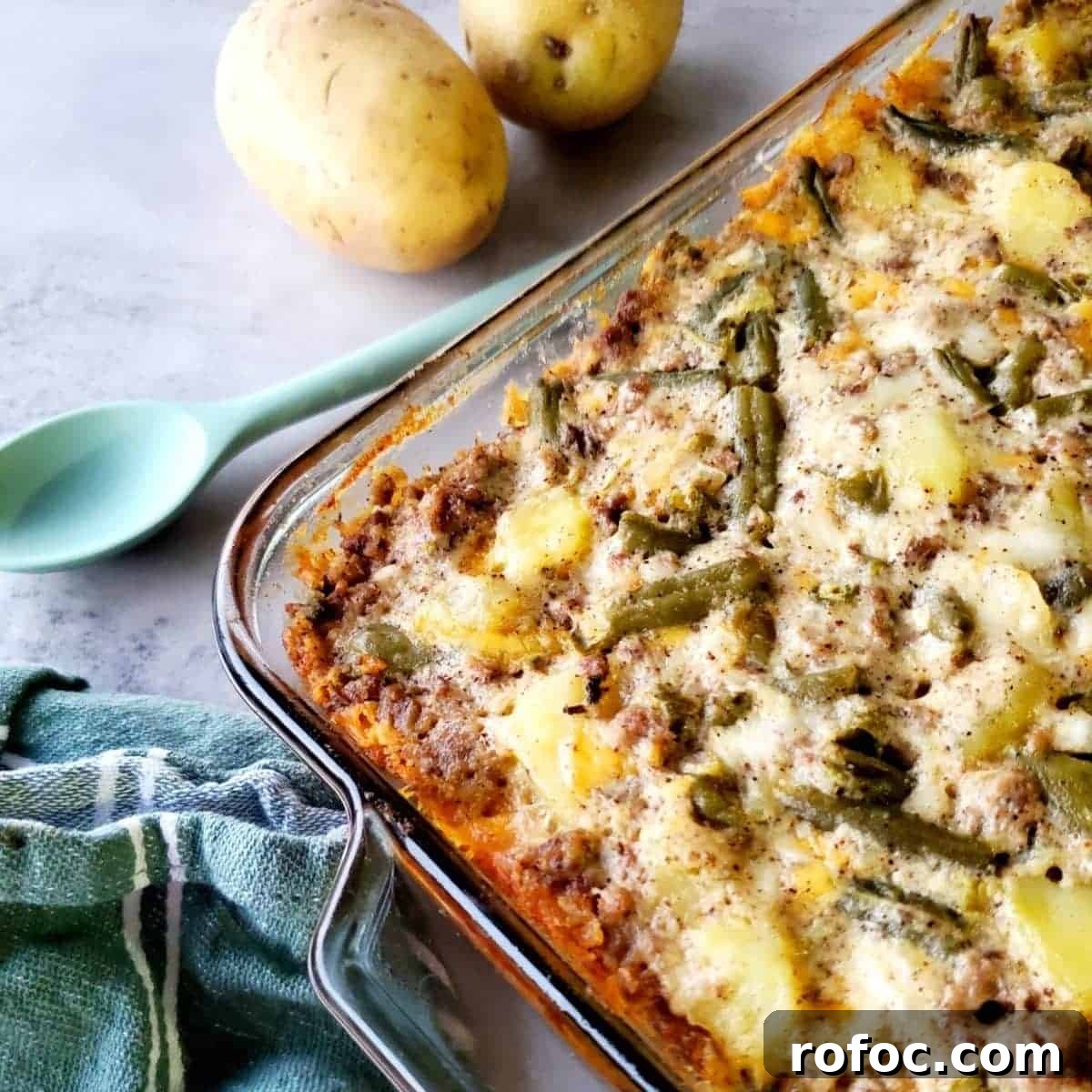 75 Cozy Rainy Day Dinner Ideas for Comforting Nights 11 Image for Ground Beef, Potato, and Green Bean Casserole
