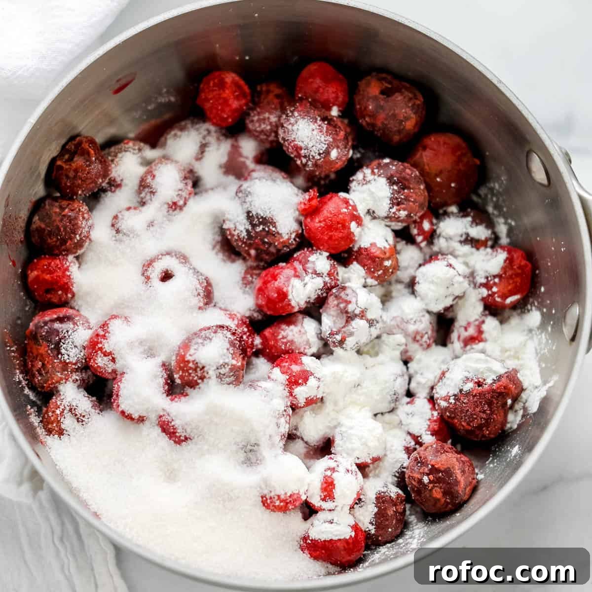 Decadent Cherry Cheesecake Recipe with a Buttery Crust 10 Sugar and cornstarch coating the cherries.